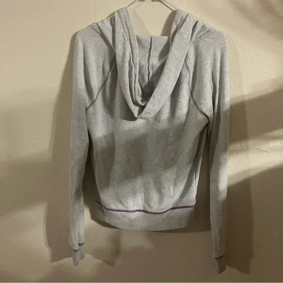 Pink Victorias Secret Light Grey Long Sleeve Zip Up Hoodie Size: S - Picture 4 of 4